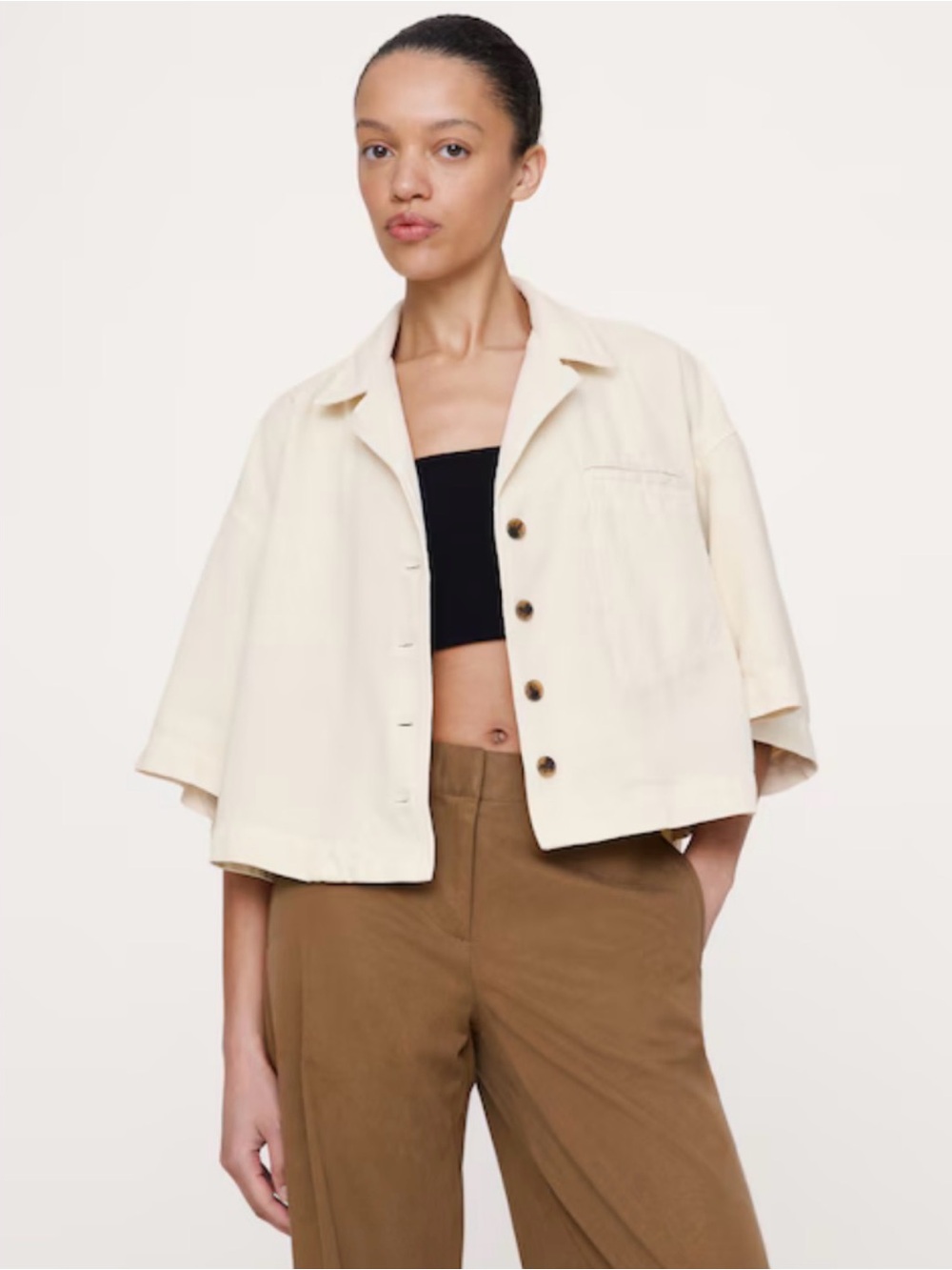 BANANA REPUBLIC BOXY CROP DENIM SHIRT SIZE M NWT